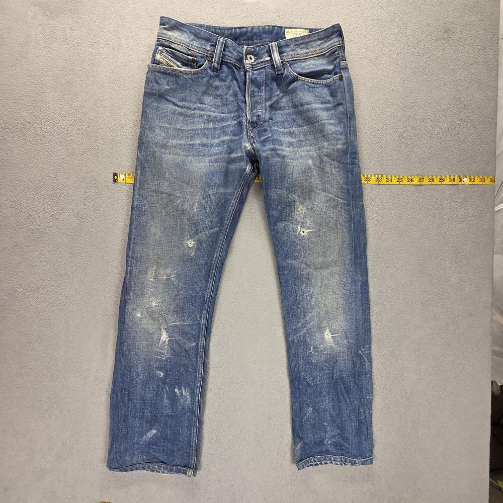 Diesel Jeans Mens 30x32 Blue Viker Straight Button Fly Italy‎ Altered Hem 0073J